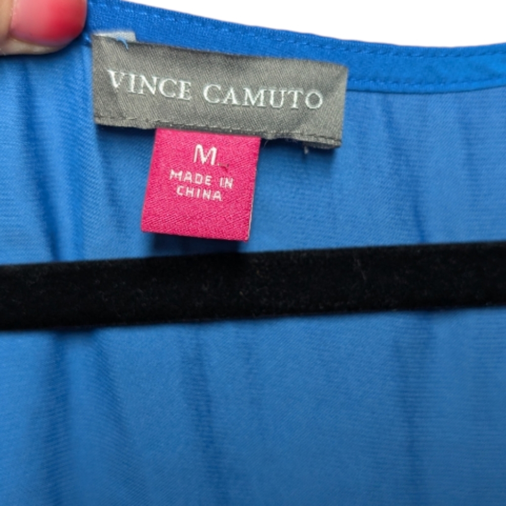 Vince Camuto Blue Ruffle Sleeve Wrap-Style Blouse - Picture 3 of 13